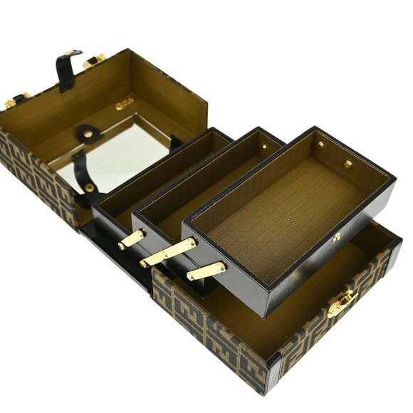 Fendi Brown Black Zucca Makeup Box XX91606 - Picture 6 of 10